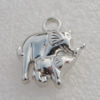 Jewelry findings, CCB plastic Pendant Platina plated, Elephant 23x20mm Hole:3mm, Sold by Bag