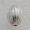 Jewelry findings, CCB plastic Beads Platina plated, Fluted Oval 14x10mm Hole:1mm, Sold by Bag