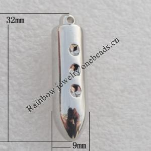 Jewelry findings, CCB plastic Pendant Platina plated, 32x9mm Hole:2mm, Sold by Bag