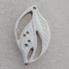 Jewelry findings, CCB plastic Pendant Platina plated, Leaf 42x24mm Hole:1mm, Sold by Bag