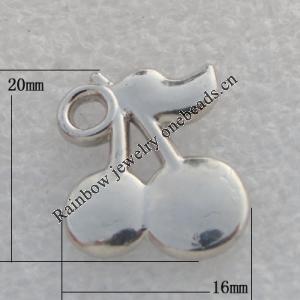Jewelry findings, CCB plastic Pendant Platina plated, 20x16mm Hole:3mm, Sold by Bag