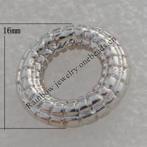 Jewelry findings, CCB plastic Donuts Platina plated, 16x8mm, Sold by Bag