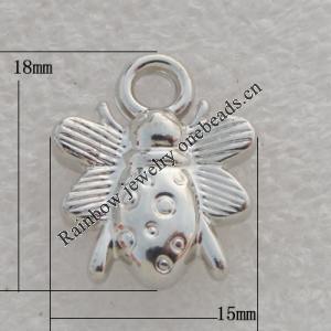 Jewelry findings, CCB plastic Pendant Platina plated, 18x15mm Hole:3mm, Sold by Bag