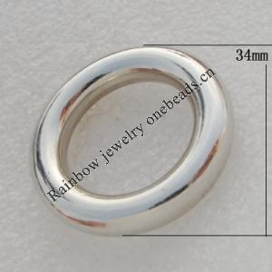 Jewelry findings, CCB plastic Donuts Platina plated, 34x22mm, Sold by Bag