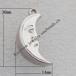 Jewelry findings, CCB plastic Pendant Platina plated, 30x14mm Hole:2mm, Sold by Bag