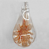 Inner Flower Lampwork Pendant For Earring, Leaf 34x16mm Hole:About 4mm, Sold by PC