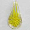 Inner Flower Lampwork Pendant For Earring, Leaf 34x16mm Hole:About 4mm, Sold by PC