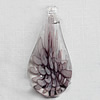Inner Flower Lampwork Pendant For Earring, Leaf 34x16mm Hole:About 4mm, Sold by PC