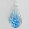 Inner Flower Lampwork Pendant For Earring, Leaf 34x16mm Hole:About 4mm, Sold by PC