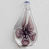 Inner Flower Lampwork Pendant For Earring, Leaf 34x16mm Hole:About 4mm, Sold by PC