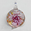 Inner Flower Lampwork Pendant For Earring, 34x16mm Hole:About 4mm, Sold by PC