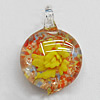 Inner Flower Lampwork Pendant For Earring, 34x16mm Hole:About 4mm, Sold by PC