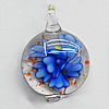 Inner Flower Lampwork Pendant For Earring, 34x16mm Hole:About 4mm, Sold by PC