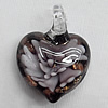 Inner Flower Lampwork Pendant For Earring, Heart 34x16mm Hole:About 4mm, Sold by PC