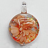 Inner Flower Lampwork Pendant For Earring, Heart 29x20mm Hole:About 4mm, Sold by PC