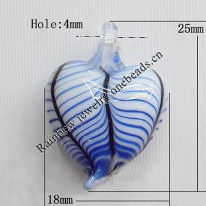 Lampwork Pendant For Earring, Heart 25x18mm Hole:About 4mm, Sold by PC