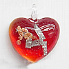 Lampwork Pendant For Earring, Heart 24x20mm Hole:About 4mm, Sold by PC