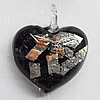 Lampwork Pendant For Earring, Heart 24x20mm Hole:About 4mm, Sold by PC