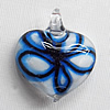 Lampwork Pendant For Earring, Heart 24x20mm Hole:About 4mm, Sold by PC