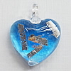 Lampwork Pendant For Earring, Heart 24x20mm Hole:About 4mm, Sold by PC