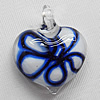 Lampwork Pendant For Earring, Heart 24x20mm Hole:About 4mm, Sold by PC