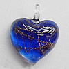 Lampwork Pendant For Earring, Heart 24x20mm Hole:About 4mm, Sold by PC