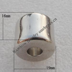 Jewelry findings, CCB plastic European style Beads Platina plated, Column 16x19mm Hole:7mm, Sold by Bag
