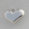 Jewelry findings, CCB plastic Pendant Platina plated, Heart 20x20mm, Thick:17mm Hole:2mm, Sold by Bag