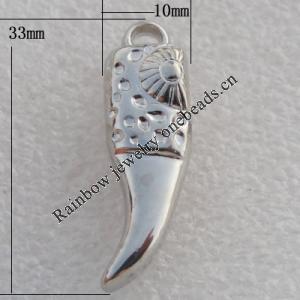 Jewelry findings, CCB plastic Pendant Platina plated, 33x10mm Hole:3mm, Sold by Bag
