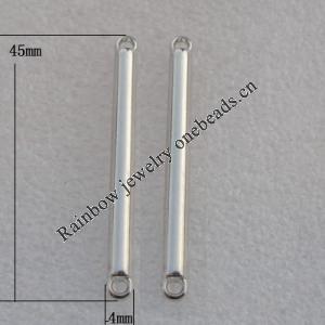 Jewelry findings, CCB plastic Connector Platina plated, 45x4mm Hole:2mm, Sold by Bag