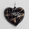 Lampwork Pendant For Earring, Heart 24x20mm Hole:About 4mm, Sold by PC