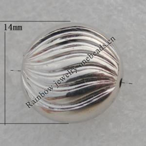 Jewelry findings, CCB plastic Beads Platina plated, Fluted Coin 14x7mm Hole:1mm, Sold by Bag