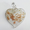 Lampwork Pendant For Earring, Heart 24x20mm Hole:About 4mm, Sold by PC