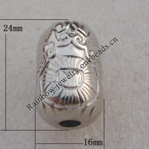 Jewelry findings, CCB plastic European style Beads Platina plated, Column 24x16mm Hole:5mm, Sold by Bag