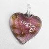 Lampwork Pendant For Earring, Heart 24x20mm Hole:About 4mm, Sold by PC