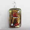 Lampwork Pendant For Earring, Rectangle 27x12mm Hole:About 4mm, Sold by PC