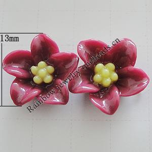 Resin Cabochons, No Hole Headwear & Costume Accessory, Flower, About 13mm in diameter, Sold by Bag