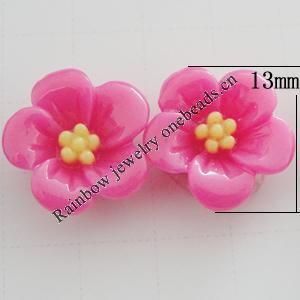 Resin Cabochons, No Hole Headwear & Costume Accessory, Flower, About 13mm in diameter, Sold by Bag