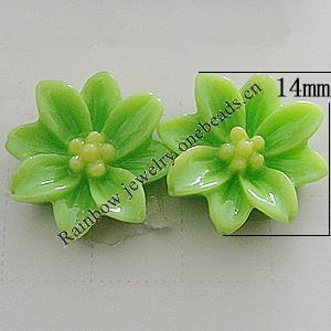 Resin Cabochons, No Hole Headwear & Costume Accessory, Flower, About 14mm in diameter, Sold by Bag