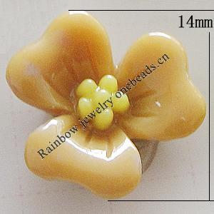 Resin Cabochons, No Hole Headwear & Costume Accessory, Flower, About 14mm in diameter, Sold by Bag