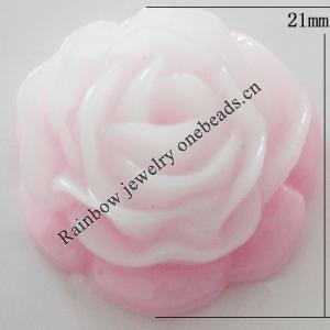 Resin Cabochons, No Hole Headwear & Costume Accessory, Flower, About 21mm in diameter, Sold by Bag