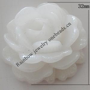 Resin Cabochons, No Hole Headwear & Costume Accessory, Flower, About 32mm in diameter, Sold by Bag