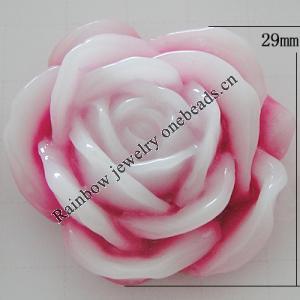 Resin Cabochons, No Hole Headwear & Costume Accessory, Flower, About 29mm in diameter, Sold by Bag