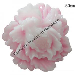 Resin Pendants, Flower About 50mm in diameter, Sold by Bag
