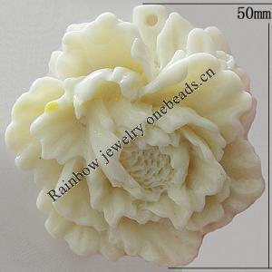 Resin Pendants, Flower About 50mm in diameter, Sold by Bag