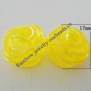 Resin Cabochons, No Hole Headwear & Costume Accessory, Flower, About 17mm in diameter, Sold by Bag