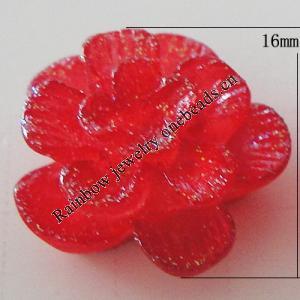 Resin Cabochons, No Hole Headwear & Costume Accessory, Flower, About 16mm in diameter, Sold by Bag
