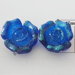 Resin Cabochons, No Hole Headwear & Costume Accessory, Flower, About 17mm in diameter, Sold by Bag