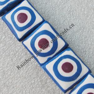 Pottery Clay Beads, Square 18mm Hole:About 1.5mm , Sold by PC