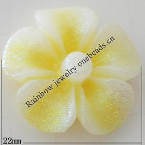 Resin Cabochons, No Hole Headwear & Costume Accessory, Flower, About 22mm in diameter, Sold by Bag